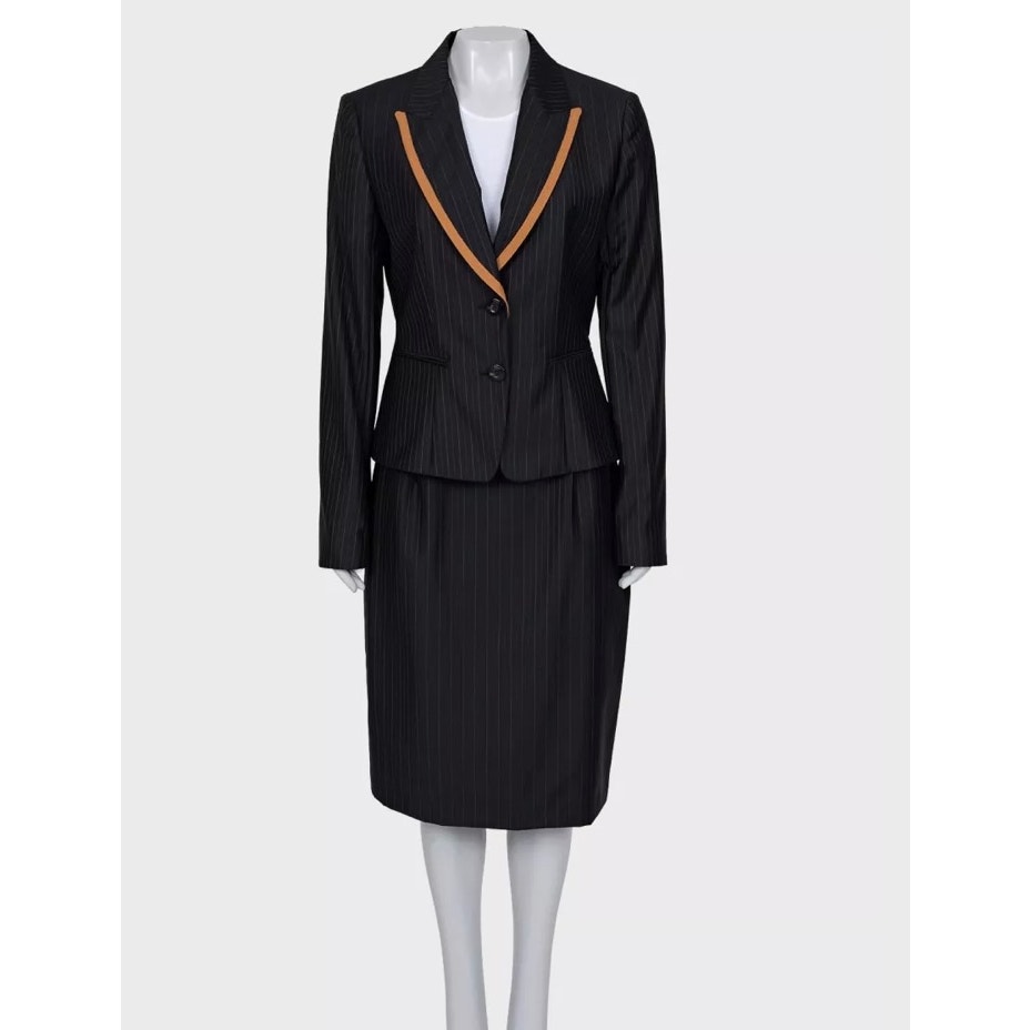 Christian Dior Black Striped Wool Suit Fr44 Xxl